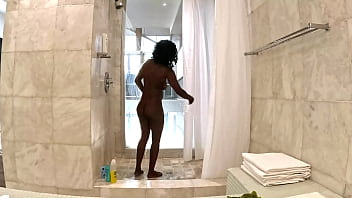 Preview 1 of Fade Norwayn Sex - Sexy Black Milf takes a hot steamy shower with white sugar daddy at his penthouse