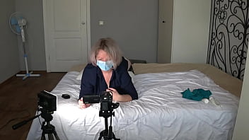 Preview 1 of Fat Woman Xxxxx - The camera watches me masturbate with panties and records a video. Curvy milf with a big ass and big tits.