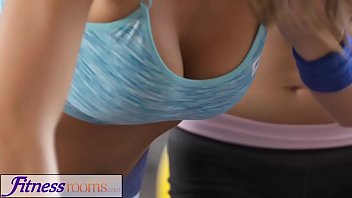 Preview 1 of Hot Hapanese Lasbian - Fitness Rooms Cute freckled big tits teen has gym sex with blonde lesbian