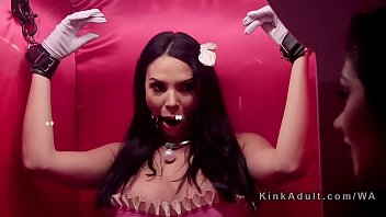 Preview 1 of Cojiendo Una Gallina - Bound in latex anal strap on banged