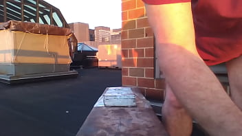Preview 1 of Sxe Xxxi - JoeyD public roof ANAL DILDO round butt squirt