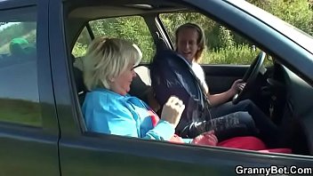 Preview 2 of Crazy Momy Fuck Son - Old granny rides my cock right in the car!