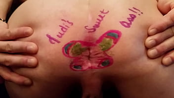 Preview 3 of Exhibitionist At Home - PAINTED BUTTERFLY ON MY PULSATING BUTTHOLE