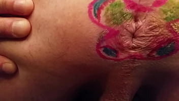 Preview 4 of Exhibitionist At Home - PAINTED BUTTERFLY ON MY PULSATING BUTTHOLE