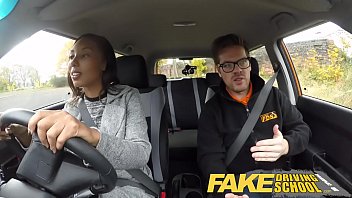 Preview 2 of Mom Son Xnxx Hd Videos - Fake Driving School nervous black teen filled up by her teacher in the car