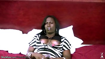 Preview 2 of Xxnx Lesbians - Sexy brown skinned tranny shows fat black ass and tugs off