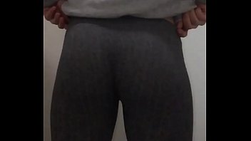Preview 2 of Chubby Wife Anal And Creampie - ass shaking in leggings / slow motion