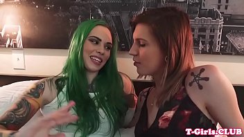 Preview 1 of Bbw Teen Wife Shared - Redhead les ts doggystyling greenhaired babe
