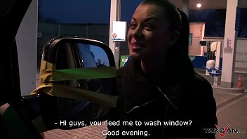 Preview 1 of Big Biger Cook - Takevan Gas station window cleaner quit job for fuck with stranger in van