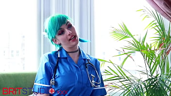 Preview 1 of China Aunty Affair Sex Videos - Blue Haired Alternative Nurse Takes Care Of Your Cock In An Appointment