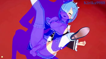 Preview 3 of Unskinny Shero - Emilia and Rem and Subaru Natsuki intense sex. - Re:Zero Hentai