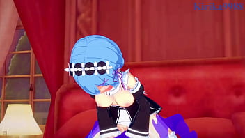 Preview 4 of Unskinny Shero - Emilia and Rem and Subaru Natsuki intense sex. - Re:Zero Hentai