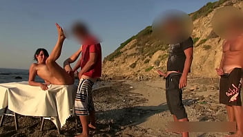Preview 1 of Step Teachers - Cum orgy on the hotel beach. Free hole choice!