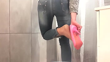 Preview 3 of Naugy America - Desperate Pee in My Jeans and Pink High Heels