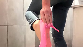 Preview 1 of Naugy America - Desperate Pee in My Jeans and Pink High Heels