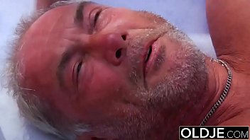 Preview 1 of Natural Dilo - Old Young Porn - Sexy Fitness Yoga Teacher seduces and fucks an old man