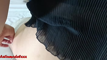 Preview 2 of Sleeping Sqex - Pregnant hot model poses in bed in a black babydoll