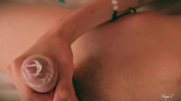 Preview 2 of Hd Uttra - Hot Skinny Twink Magic C Filling a Condom With Thick Cum And Swallowing His Own Load