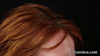 Preview 1 of Xuideo Porn Black - Foxy centerfold gets cumshot on her face eating all the sperm