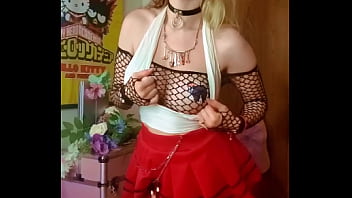 Preview 2 of Dog And Girl Redwap - Slow Mo Big tits in Fishnet with miniskirt qtlux