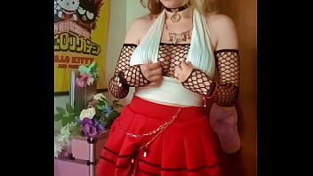 Preview 1 of Dog And Girl Redwap - Slow Mo Big tits in Fishnet with miniskirt qtlux