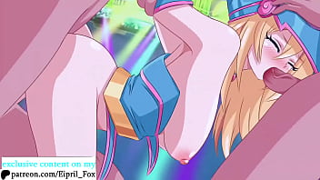 Preview 1 of Xnxx In Sunny Leon In Red Sofa - Dark Magician has Beautiful Threesome Fuck - Yu-Gi-Oh! Hentai Anime