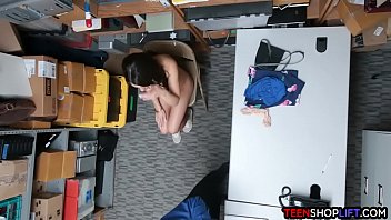 Preview 2 of Dildo Fucking Crossdresser - Stealing teen busted and fucked by the stores security guard