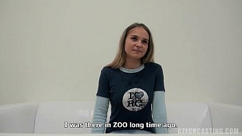 Preview 1 of Interroga - Blonde Teen Gives a first Blowjob in front of Camera