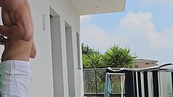 Preview 1 of Poo Out - FUCKING WITH TOMMY CABRIO ON THE BALCONY WHILE THE NEIGHBORS WATCH US