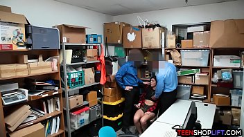 Preview 3 of Anal Nadia Ali Video - Teen thief reluctantly makes a deal with two security guards