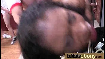 Preview 1 of Vergin Defoleration Sex - Ebony in a huge bukkake 28