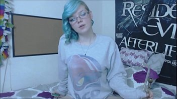 Preview 1 of Retro Ass Short - Sexy bluehaired smoking and showing herself