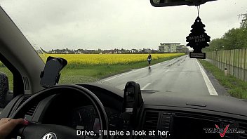 Preview 1 of Femdom By Kayden Kross - Rainy day help us to get naive brunette to car and fuck her