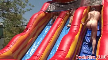 Preview 2 of Girls Doing Xxx In Swiming - Outdoor lesbians dildo and strapon fucking