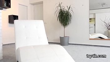 Preview 1 of Big Bobs White Teen - Pretty cutie blows penis in pov and gets soft slit poked