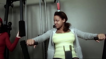 Preview 1 of Ebony Lesbu - Old &amp_ young fuck in gym so hard her eyes rolled so fat cock sticks in tight cunt