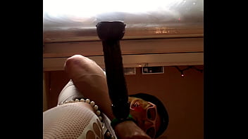 Preview 3 of Family Bri - Oiled up Sissy Buns Slam Up Against the Window Riding Her Big Toy