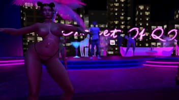 Preview 3 of Trandexual Chino - Exhibitionist in Microbikini Clubbing and Dancing