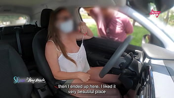 Preview 4 of Rape By Ghost Movies Poentube - Hot wife asking stranger for information without panties or bra,  invited him to get in the car and I sucked his dick until I came