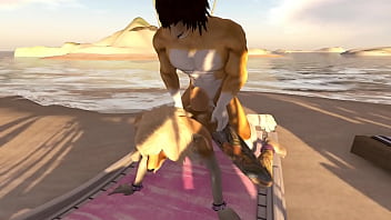 Preview 3 of Indian Actress Suman Ranganathan - On The Beach ( Furry / Yiff )