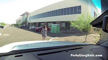 Preview 1 of Lesbians Pussy Eater - Porta Gloryhole chubby nerd try to suck cocks