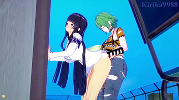 Preview 3 of Anes Sex - Hikage and Katsuragi and Ikaruga intense futanari sex. - Senran Kagura Hentai