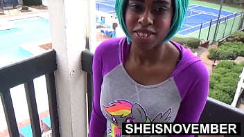 Preview 1 of Barbie Doll Team - Asshole Gape After Walking Off Balcony Hot Freaky Babe Insert Toy Into Her Nasty Brown Bubble Butt,  Cute Ebony Slut Sheisnovember Push Butt Plug Deep Into Her Tight Rectum Closeup To Open Her Anus While Poking Out Ass And Pussy on Msnovember