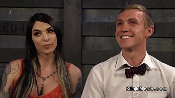 Preview 1 of Monster Tits Japan - Big cock busty inked tranny anal fucks guy