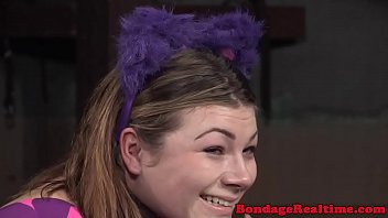 Preview 2 of Atrapan Masturbandose - BDSM costume sub toyed and spanked by maledom