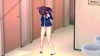 Preview 2 of Doubl Black - Hentai girl masturbating in the school&#039_s bathroom