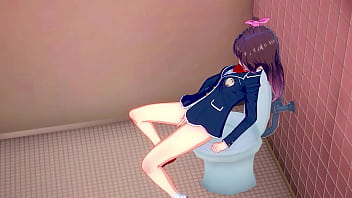 Preview 1 of Doubl Black - Hentai girl masturbating in the school&#039_s bathroom