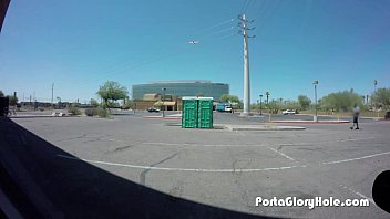 Preview 3 of Lexy Srevens - Porta Gloryhole Sucking dick in public 4 1st time