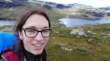 Preview 1 of Text Editor - Private holiday video from Norway &ndash_ Hiking with Kai Bailey and sucking his cock as a treat