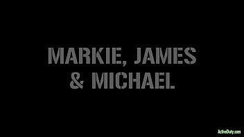 Preview 1 of Piss Deep In Throat - Active Duty Perfect Trio Michael Makie and James